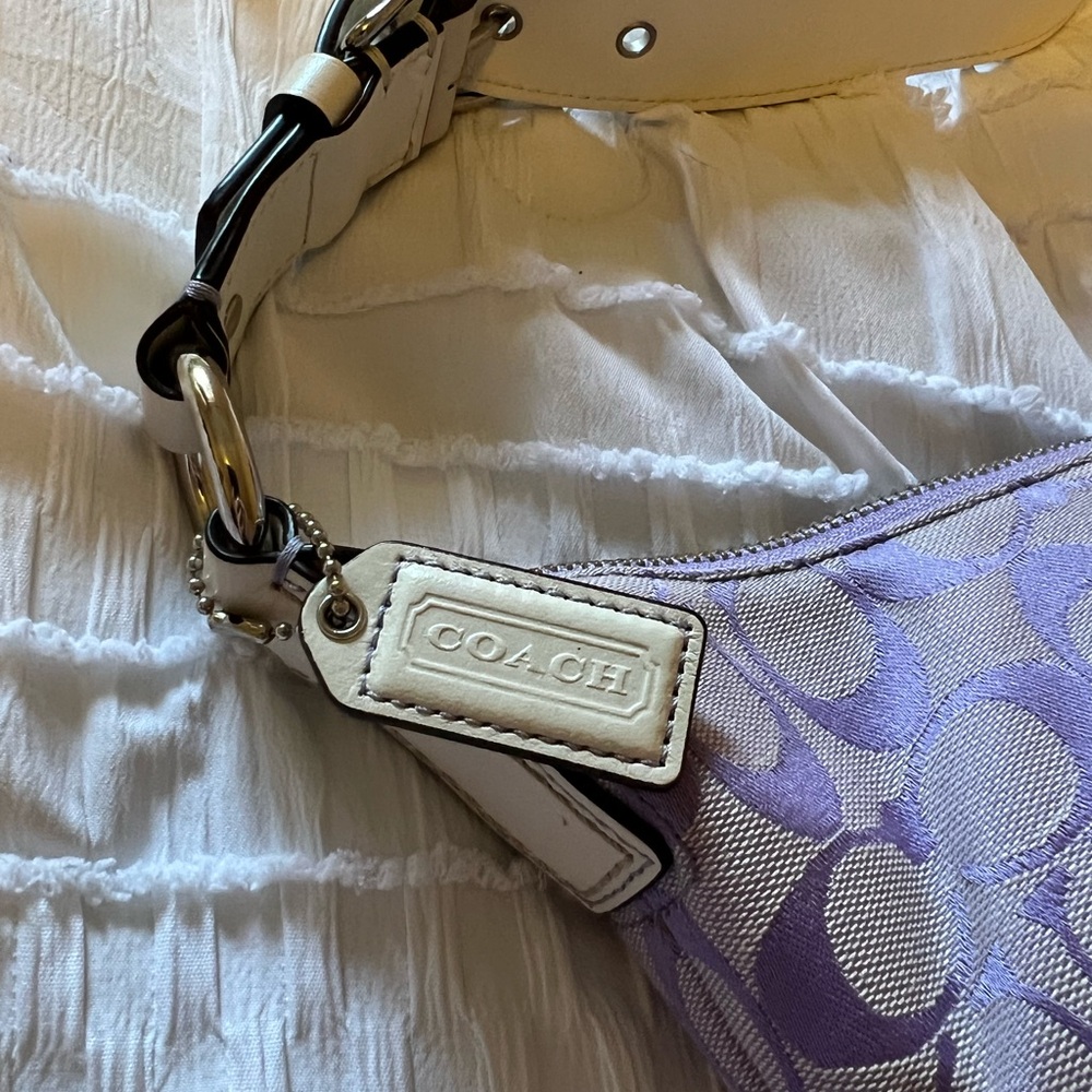 SOLD - Coach Purple Signature Print Y2K Hampton Hobo 11575 - Picture 4 of 6
